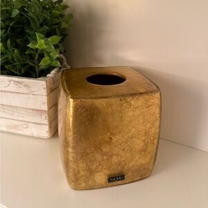 Nicole Miller Golden Rule Gold Swirl Lucite Glam Bathroom Tissue Box Holder